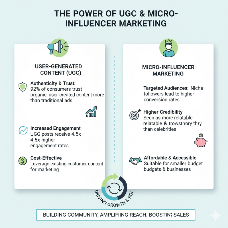 infographic showing UGC micro influencer marketing benefits