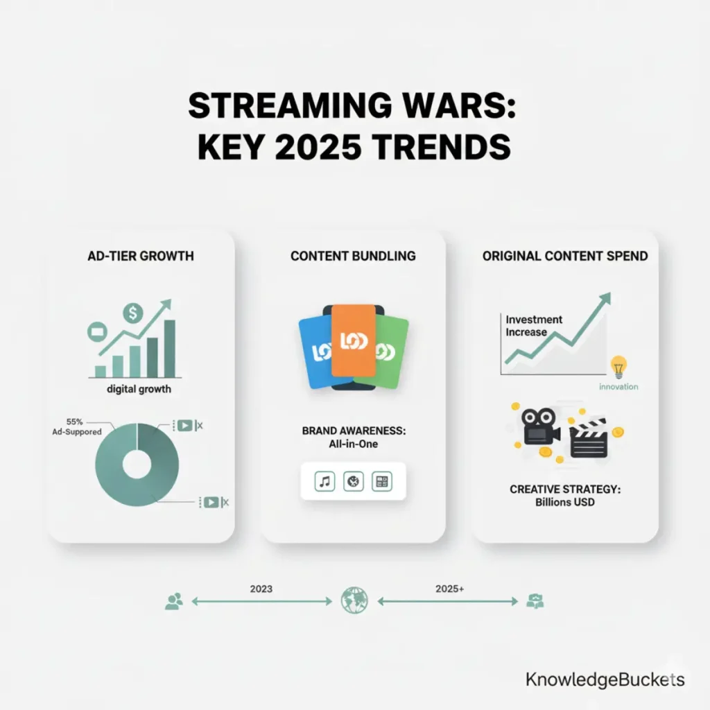infographic streaming trends 2025 ad tiers bundling originals