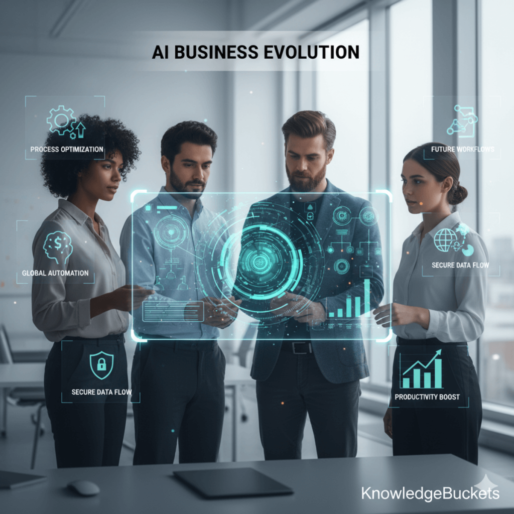 business team working with autonomous AI agents interface